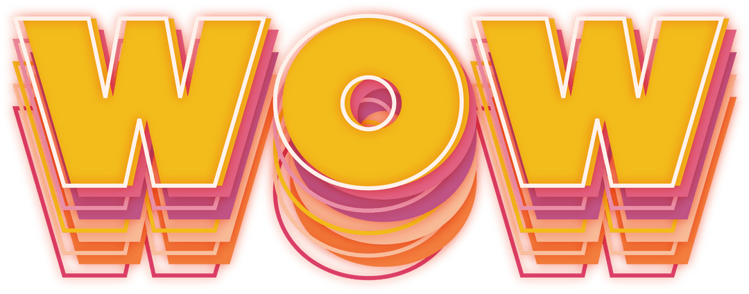 WOW Text with Transparent Retro Layers in Vibrant Colors