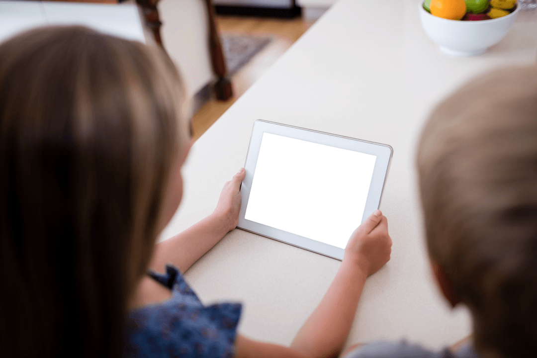 Children Using Digital Tablet on Transparent Countertop - Download Free Stock Images Pikwizard.com