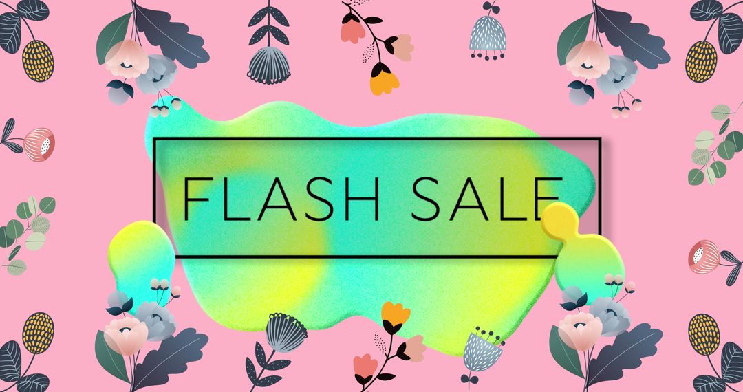 Flash Sale Design with Floral Accents and Colorful Background - Free Images, Stock Photos and Pictures on Pikwizard.com