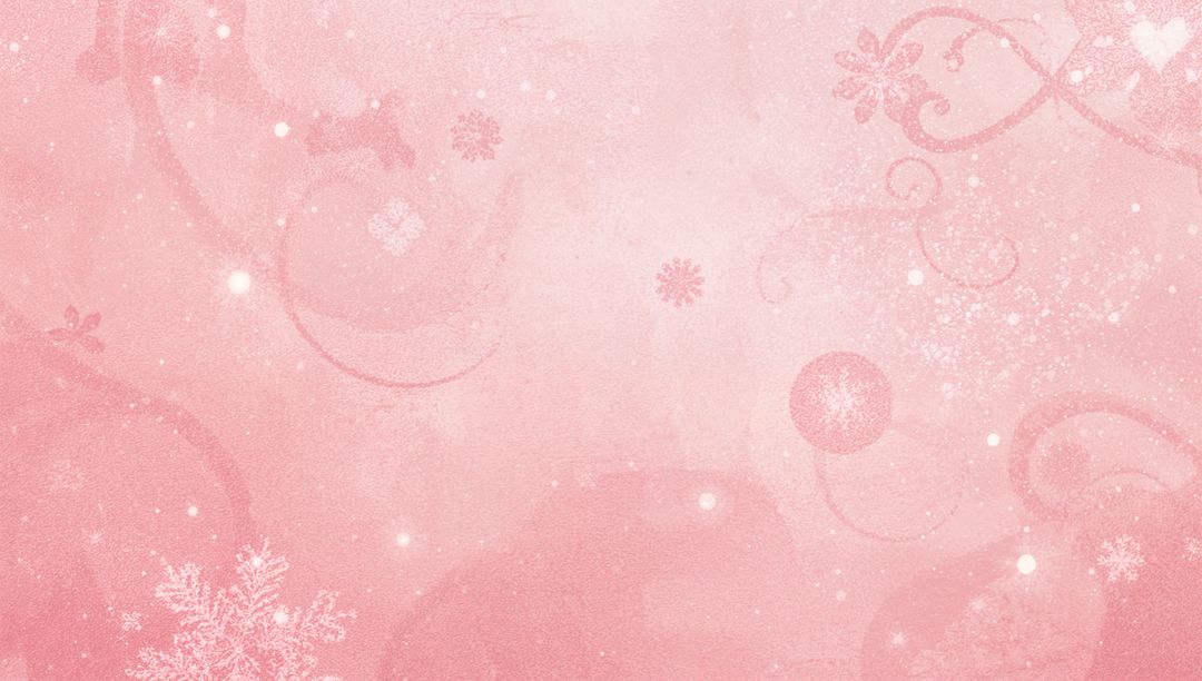 Ornamental Pink Winter Backdrop with Snowflakes, Sparkles, Bokeh and Decorative Swirls