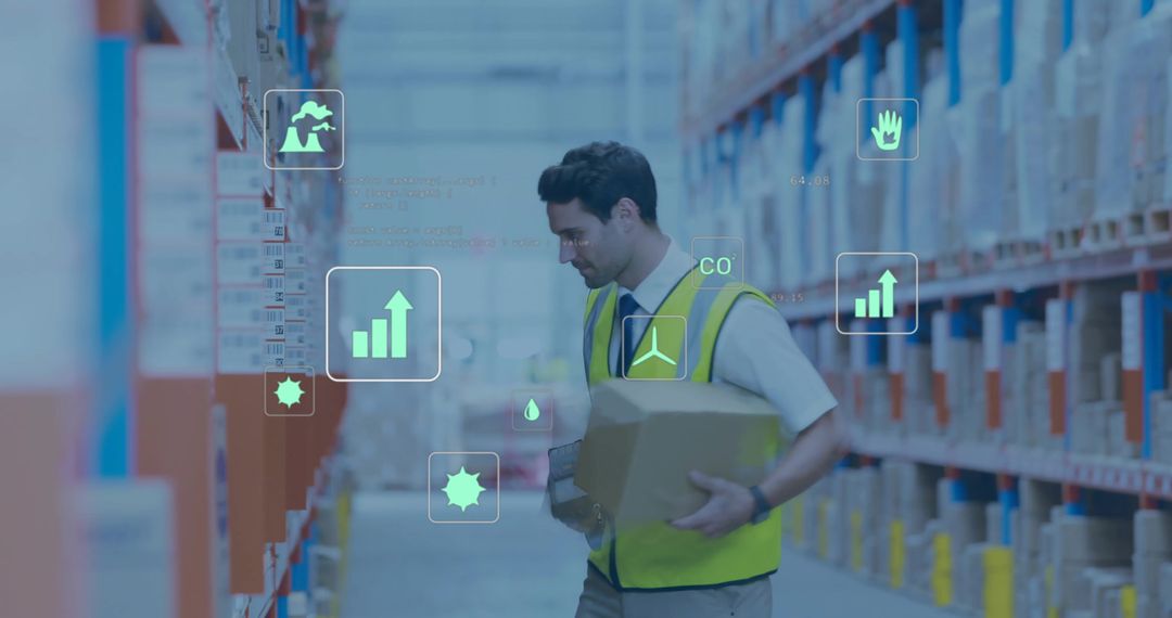 Warehouse Coordinator Using Technology to Scan Boxes for Inventory Management