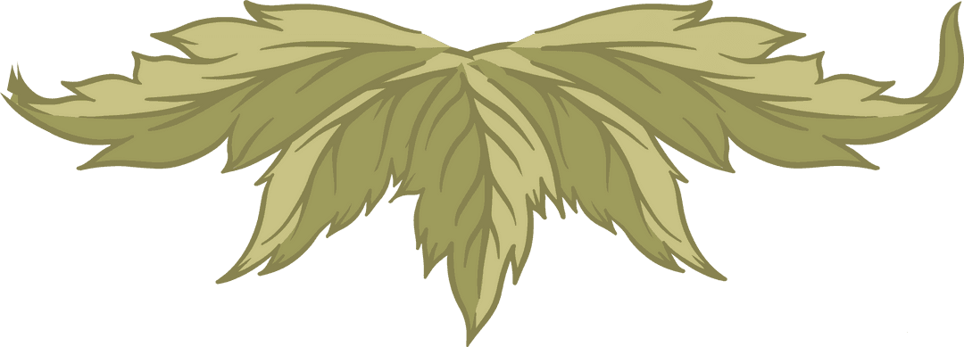 Stylized Green Leaf Ornament on Transparent Background