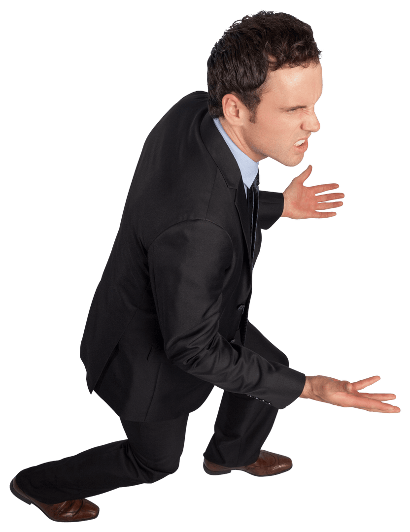 Transparent Businessman in Gesture of Frustration