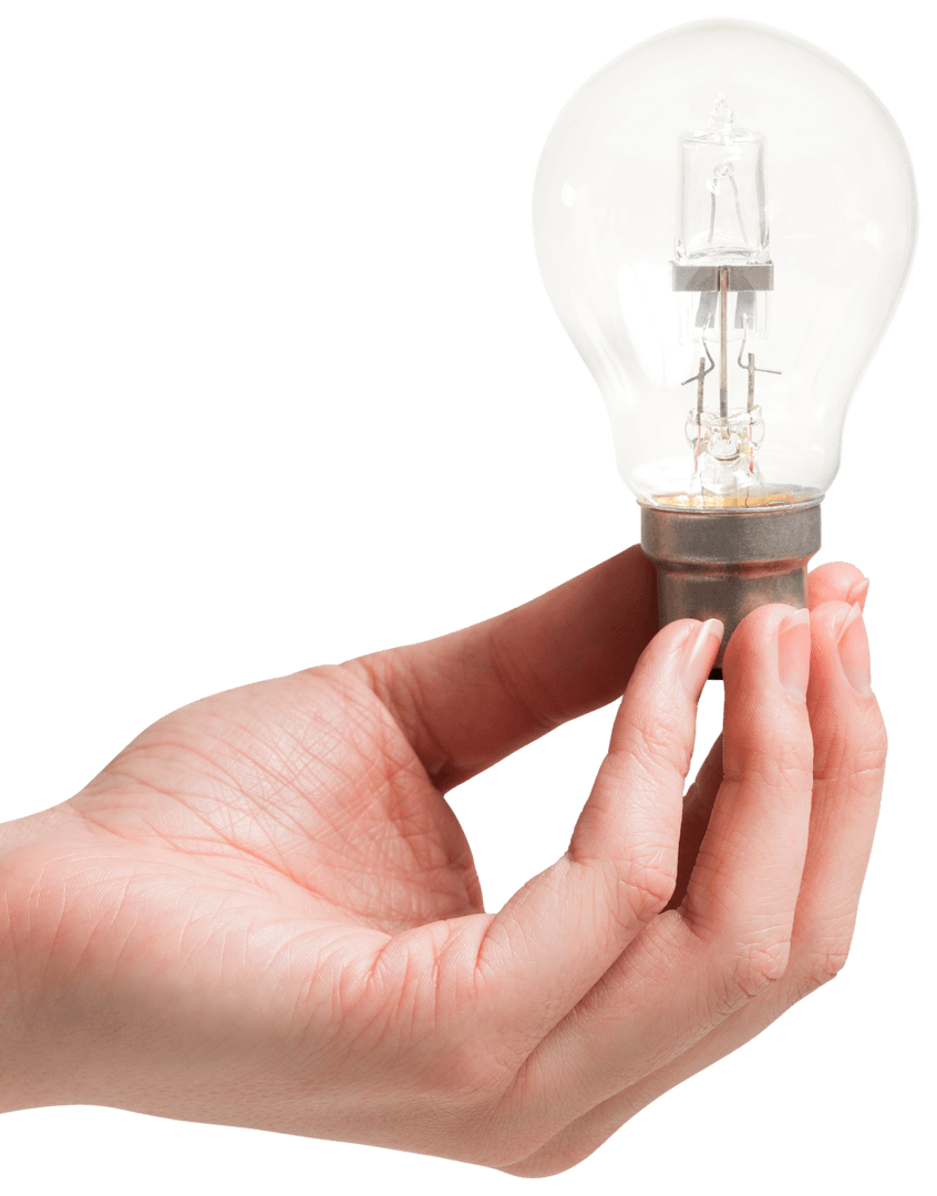 Transparent Light Bulb Held in Hand Close-up