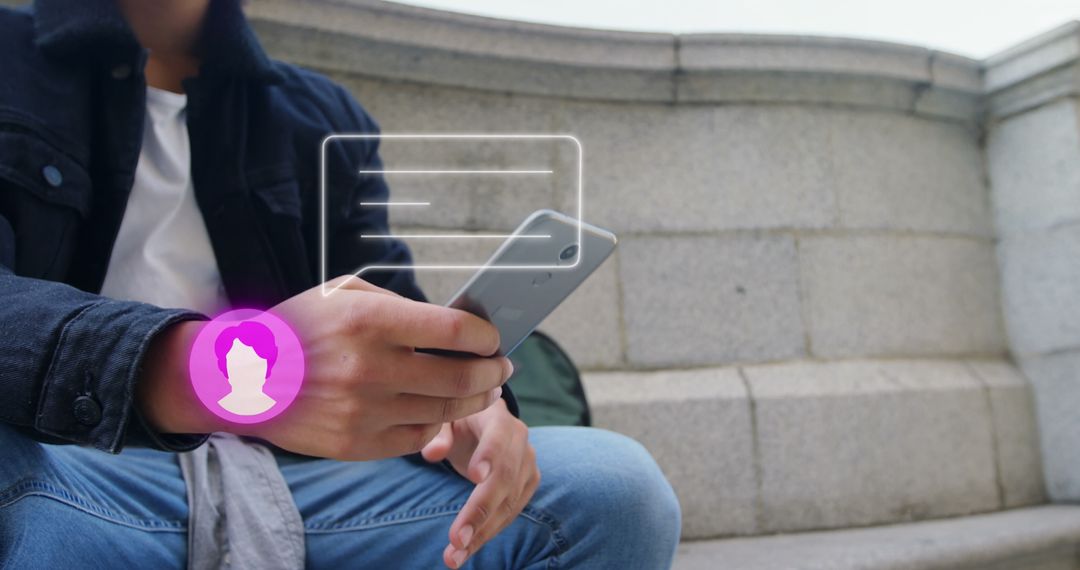 Person Using Smartphone for Digital Communication Outdoors