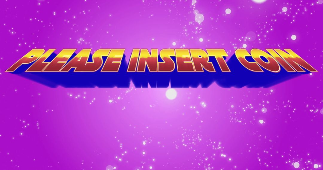 Neon Arcade Style Text Prompt Please Insert Coin