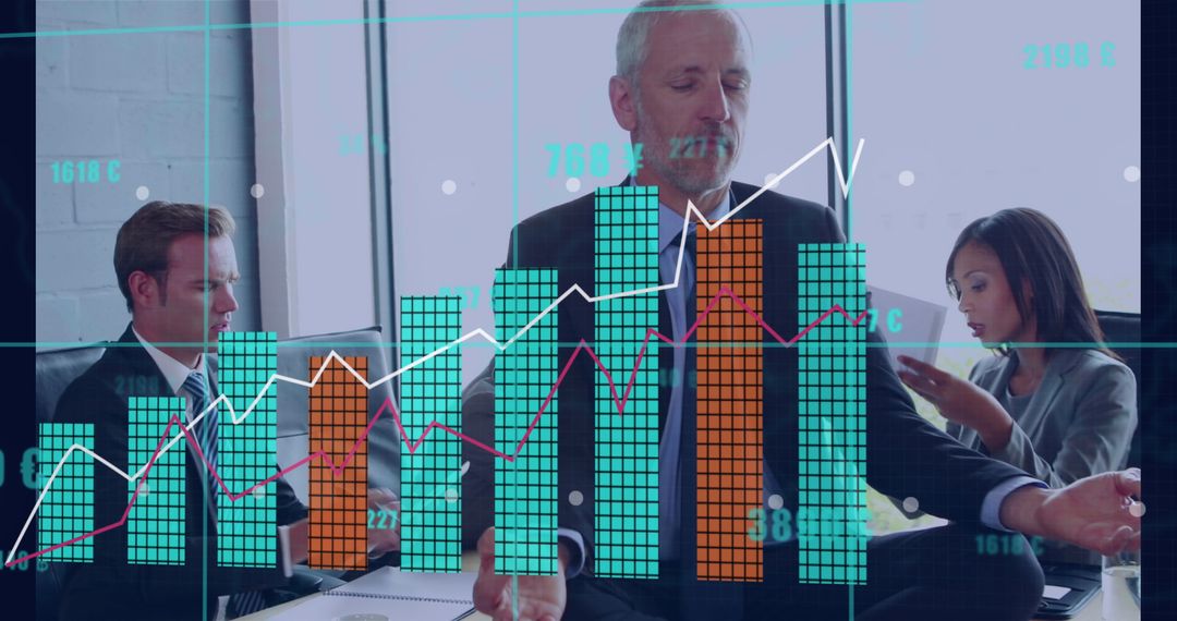 Business Team Analyzing Financial Data with Global Insights