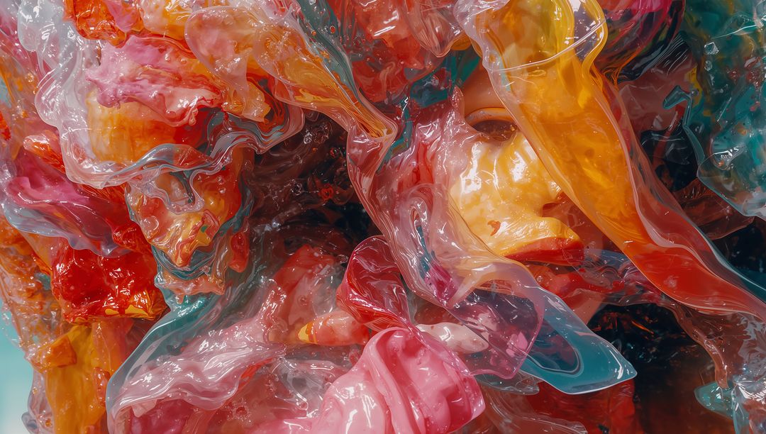 Vibrant Resin Encapsulating Face in Abstract Form