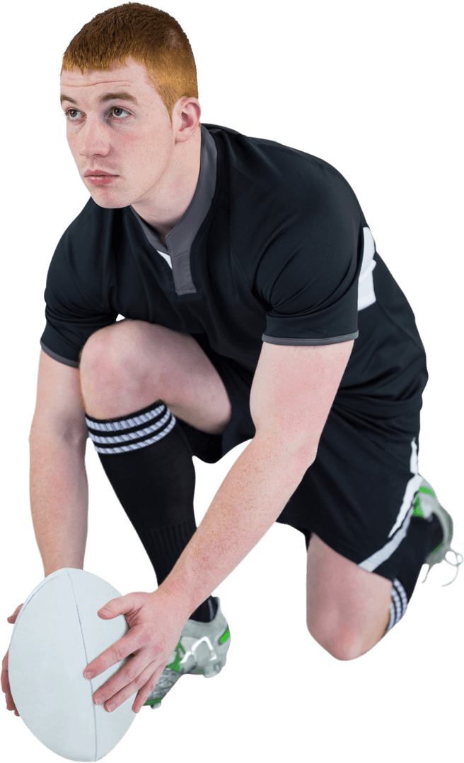 Focused Rugby Player Preparing Transparent Kick Scene