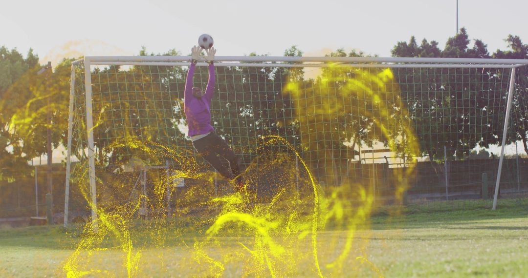 Goalkeeper Activating Motion Energy to Save Soccer Ball in Dynamic Action