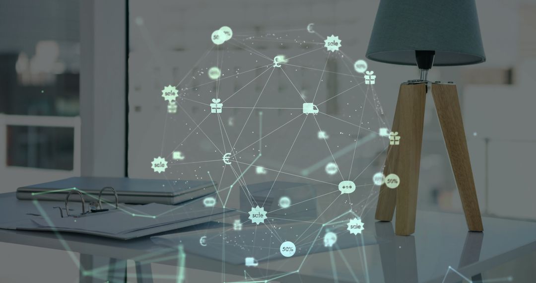 Digital Connection Network Overlay in Modern Office