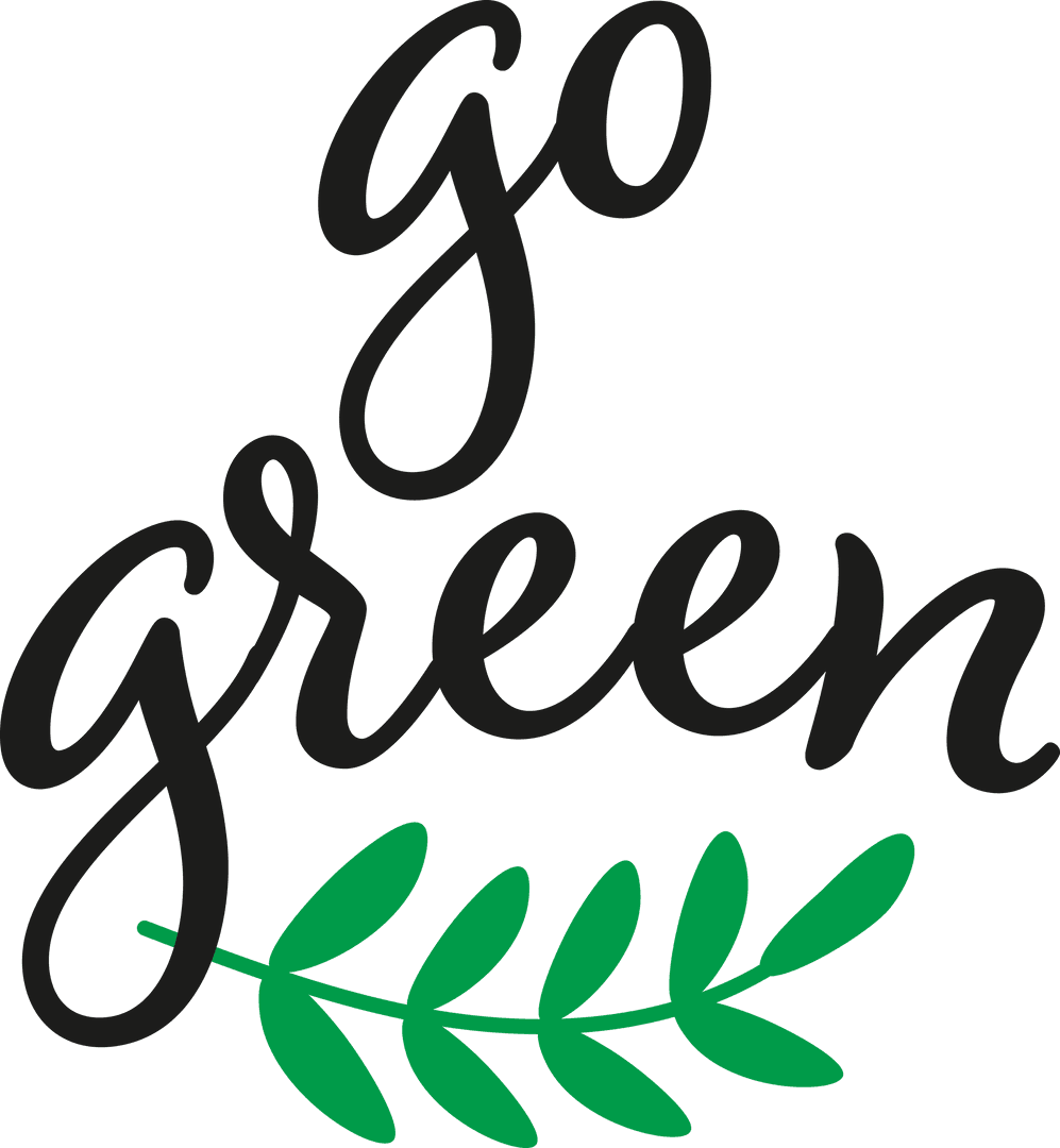 Transparent Go Green Text Illustration with Leaf Design