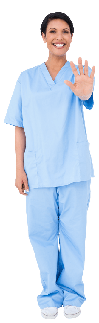 Smiling Nurse in Scrubs Transparent Background
