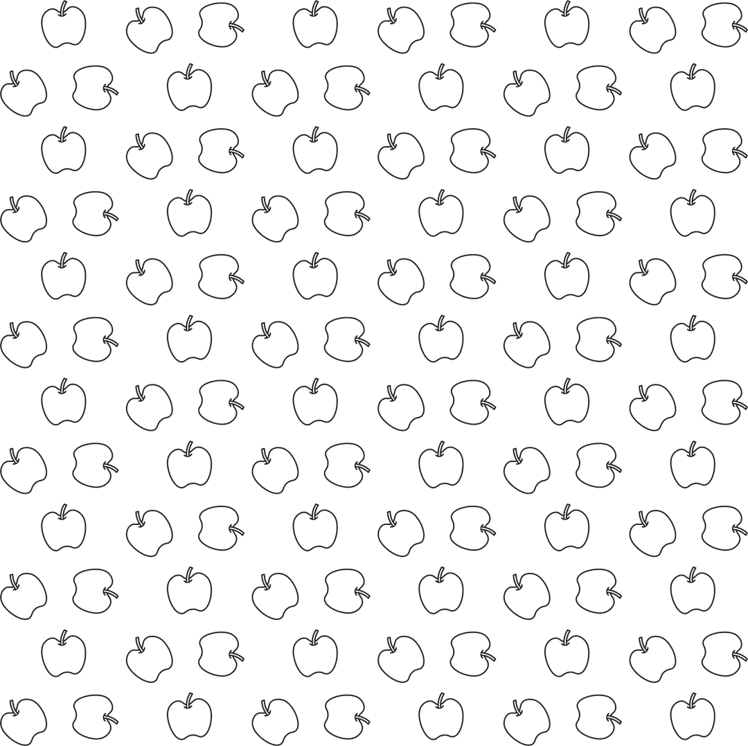 Seamless Black Apple Pattern on Transparent Background