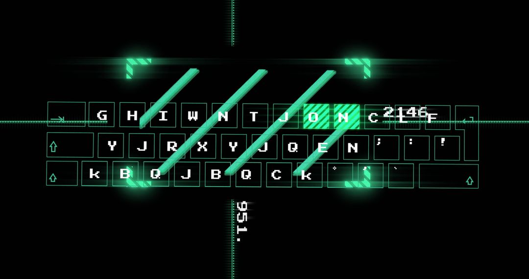 Futuristic Digital Keyboard with Neon Green LEDs