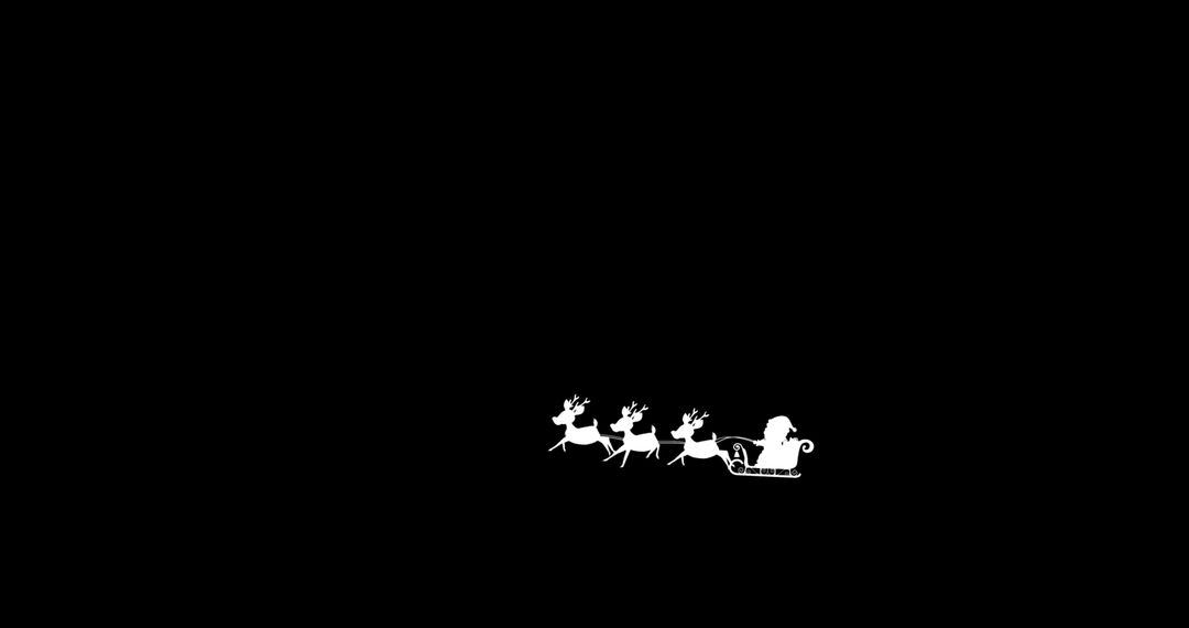 Santa Claus in Sleigh Pulled by Reindeer Silhouette against Black Background - Free Images, Stock Photos and Pictures on Pikwizard.com