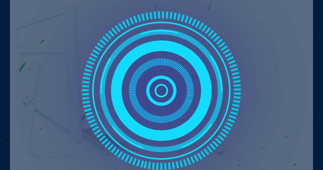 Futuristic Digital Scope Interface in Virtual Office Environment