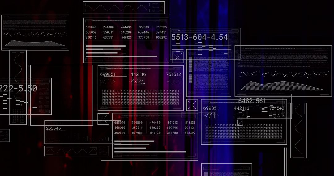 Futuristic Digital Interface Visualization with Floating Wireframes