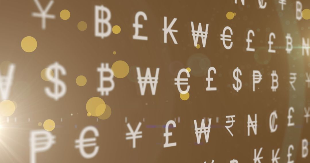 Global Currency Symbols on Digital Tech Background