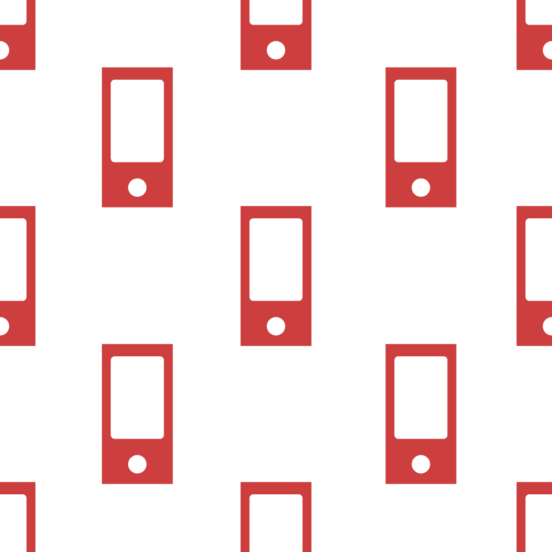 Seamless Pattern of Red Smartphones on Transparent Background