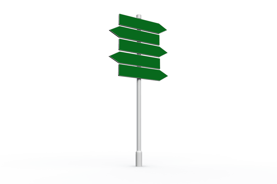 Transparent Illustration of Multi-Directional Green Signposts