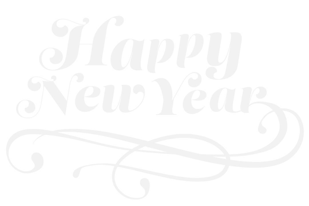 Happy New Year Typography on Transparent Background