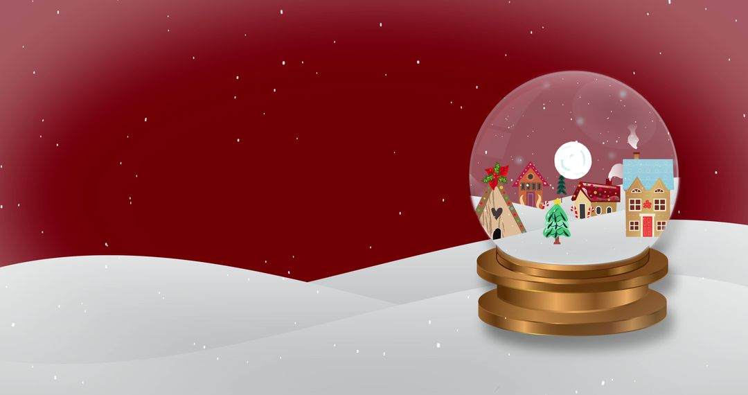 Christmas Snow Globe with Winter Landscape on Red Background - Free Images, Stock Photos and Pictures on Pikwizard.com