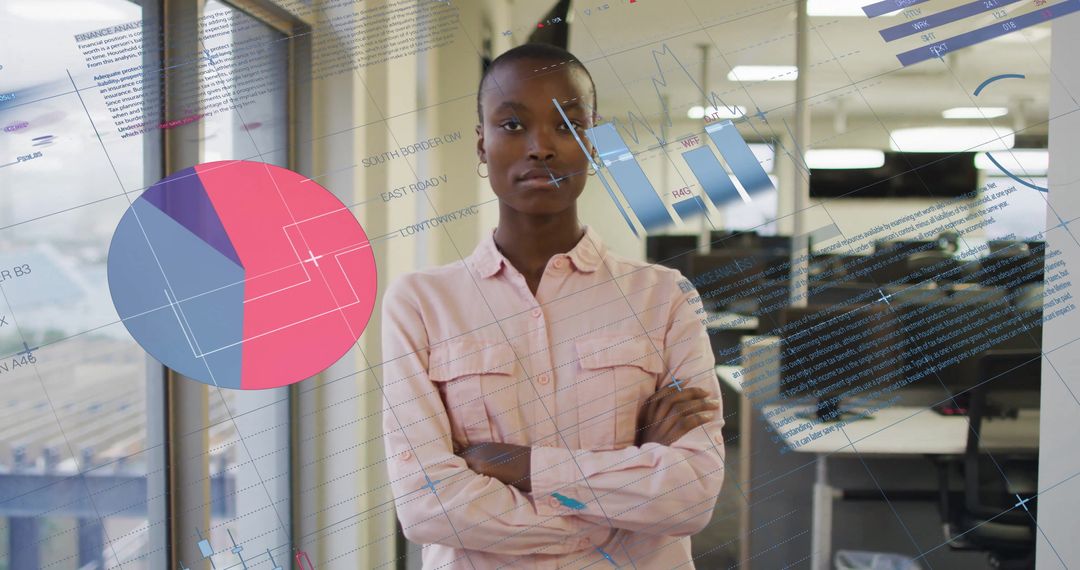 Confident African American Businesswoman Analyzing Data in Tech Office