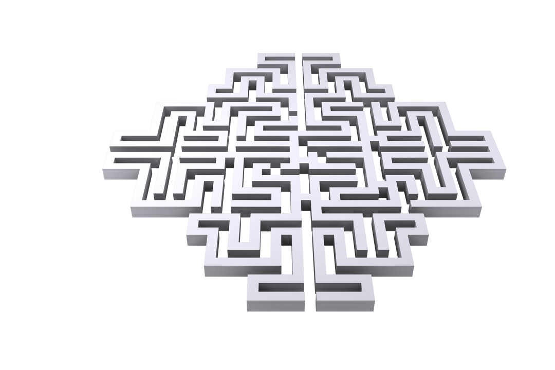 3D Transparent Maze Illustration, Grey Puzzle Design on Transparent Background - Download Free Stock Images Pikwizard.com