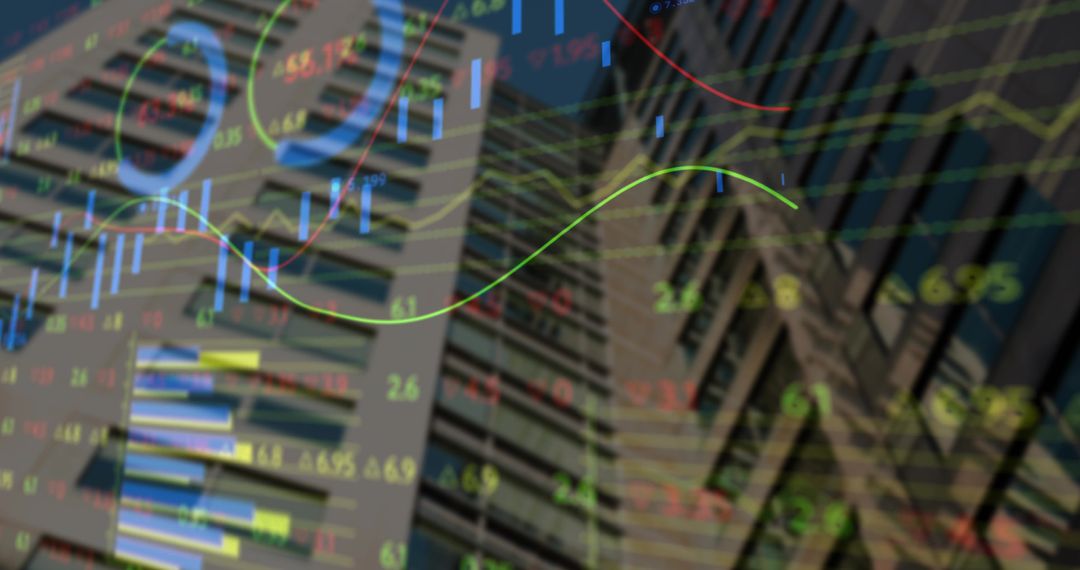 Data Visualizations Overlaying City Architecture in Business District