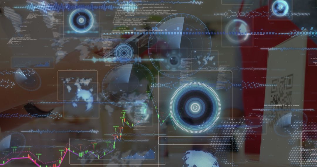 Businessman Using Holographic Interface for Data Analysis in Coffee Shop