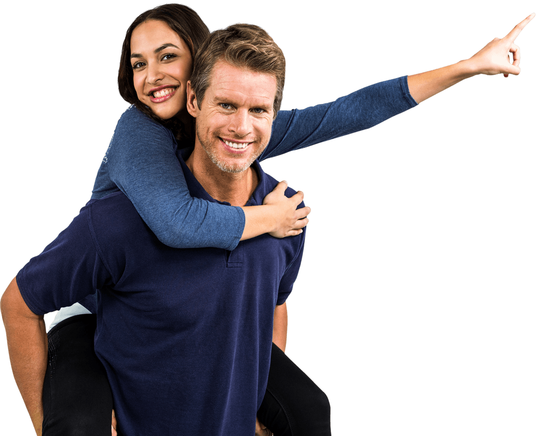 Happy Couple Transparent Background, Playful Piggyback Ride Pose