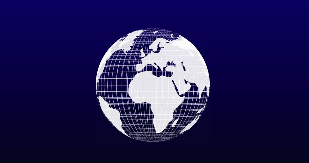 Digital Globe with Data Grid Design on Blue Background