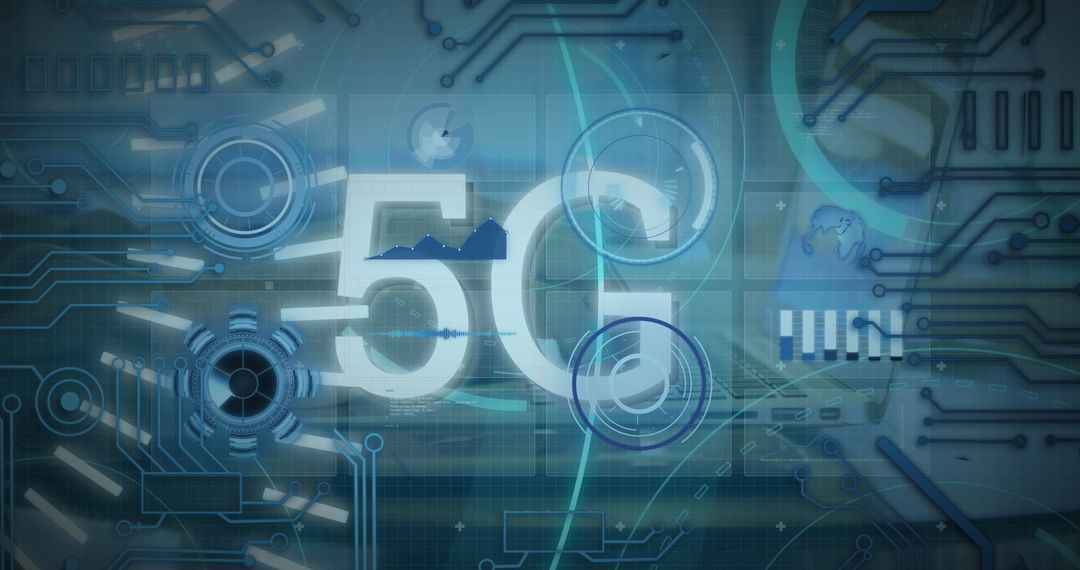 Illustrative 5G Concept with Futuristic Digital Interface