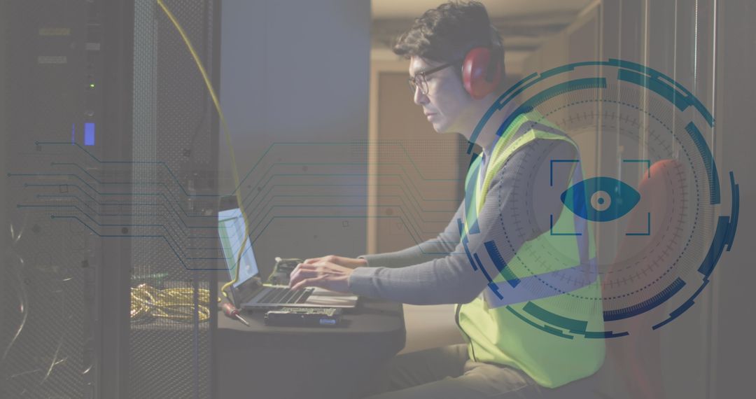 Server Technician Monitoring Data in Analytics Overlay Setting