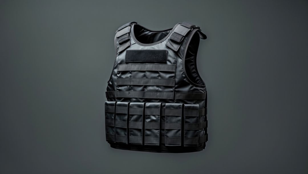 Black tactical bulletproof vest with molle system for bodyguards