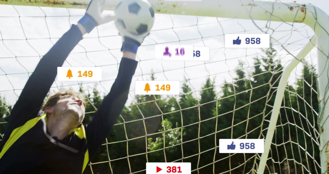 Goalkeeper Catching Ball with Social Media Notifications