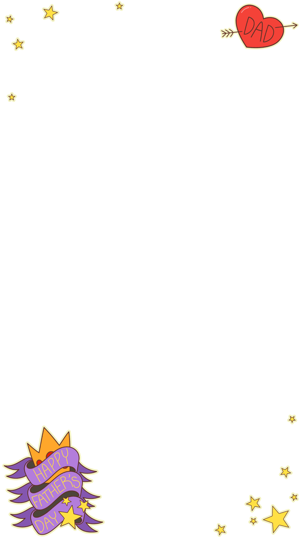 Transparent Father's Day Frame with Whimsical Cartoon Icons