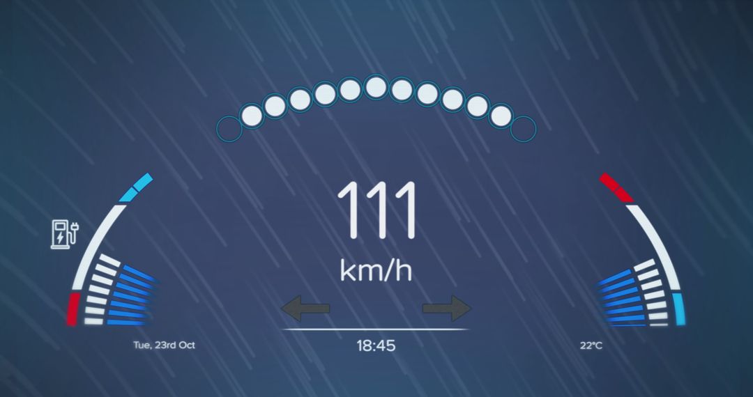 Futuristic Digital Speedometer Interface with Blue Overlay