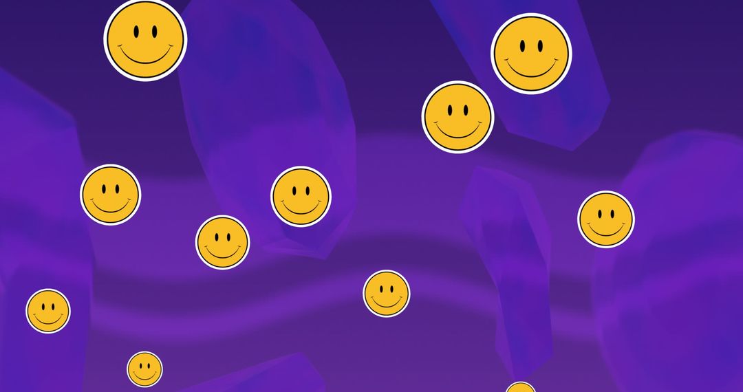 Floating Smileys on Abstract Purple Background