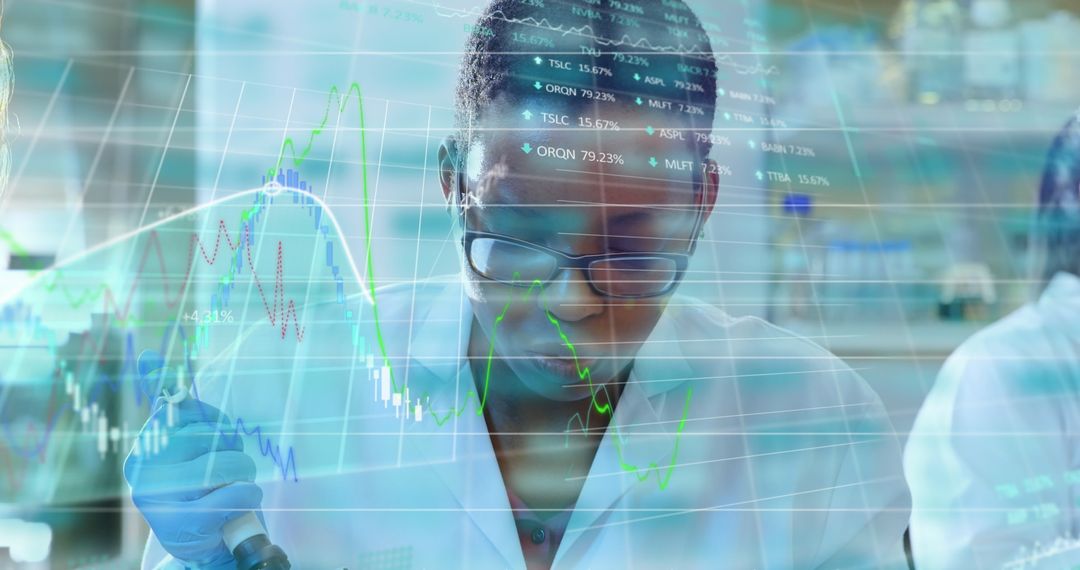 Scientist in Lab Analyzing Data for Biotechnology Innovation