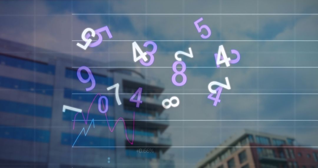 Digital Data Overlay on Urban Cityscape, Finance and Technology