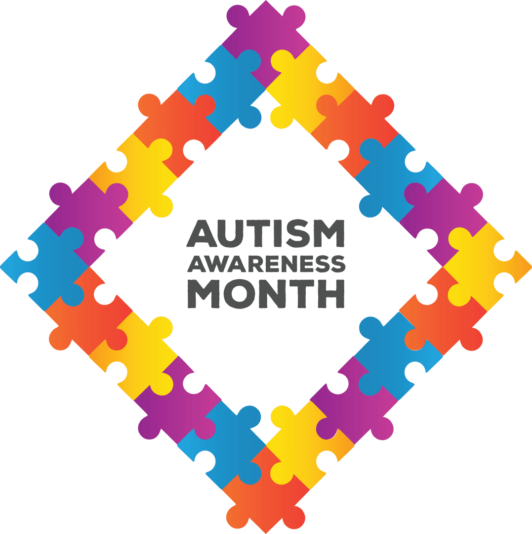 Autism Awareness Month Colorful Puzzle Frame on Transparent Background