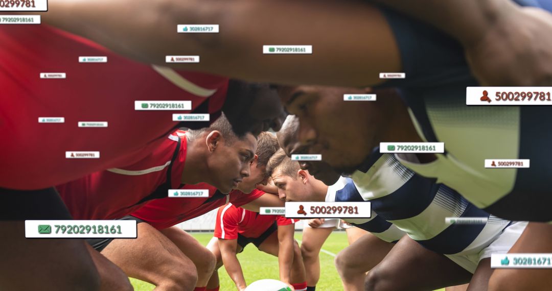 Rugby Players with Social Media Links and Stats Overlay