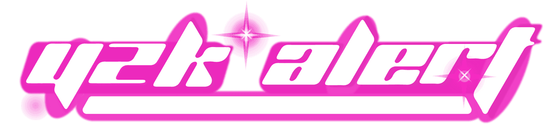 Y2K Alert Vector Design with Neon Pink Sparkles Transparent