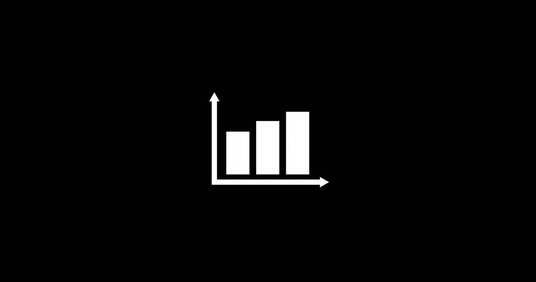 White Bar Chart Icon on Black Background