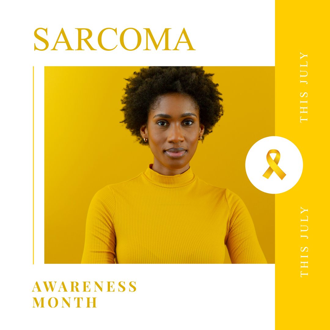 Sarcoma Awareness Month Concept with Yellow Ribbon and Woman