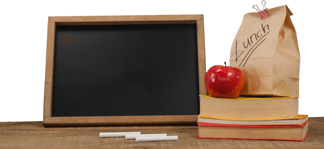 Transparent School Scene with Blackboard and Lunch Bag