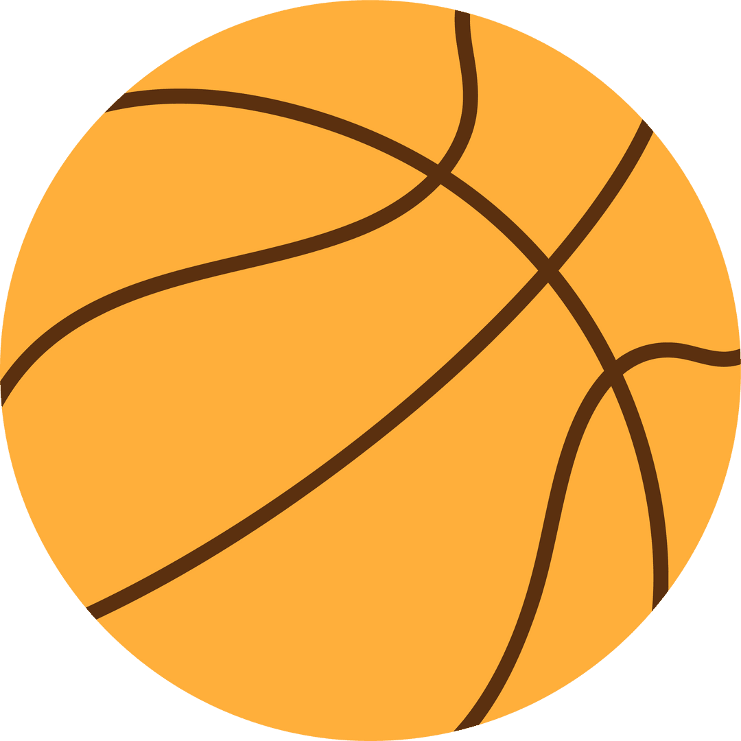 Flat Basketball Design on Transparent Background with Space