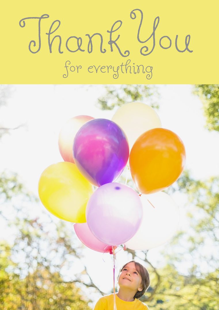 Child Holding Colorful Balloons for Expressions of Gratitude